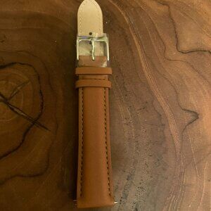 Withings Curved Leather Wristband 18mm Dark Brown & Silver